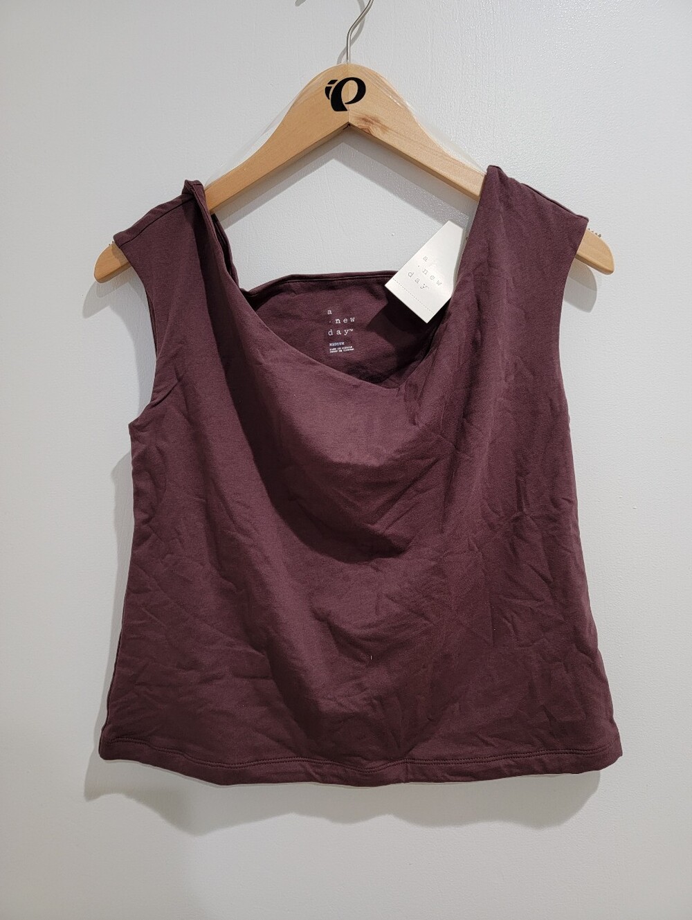 Women's Slim Fit Short Sleeve Off the Shoulder Top - a New Day™ Brown M